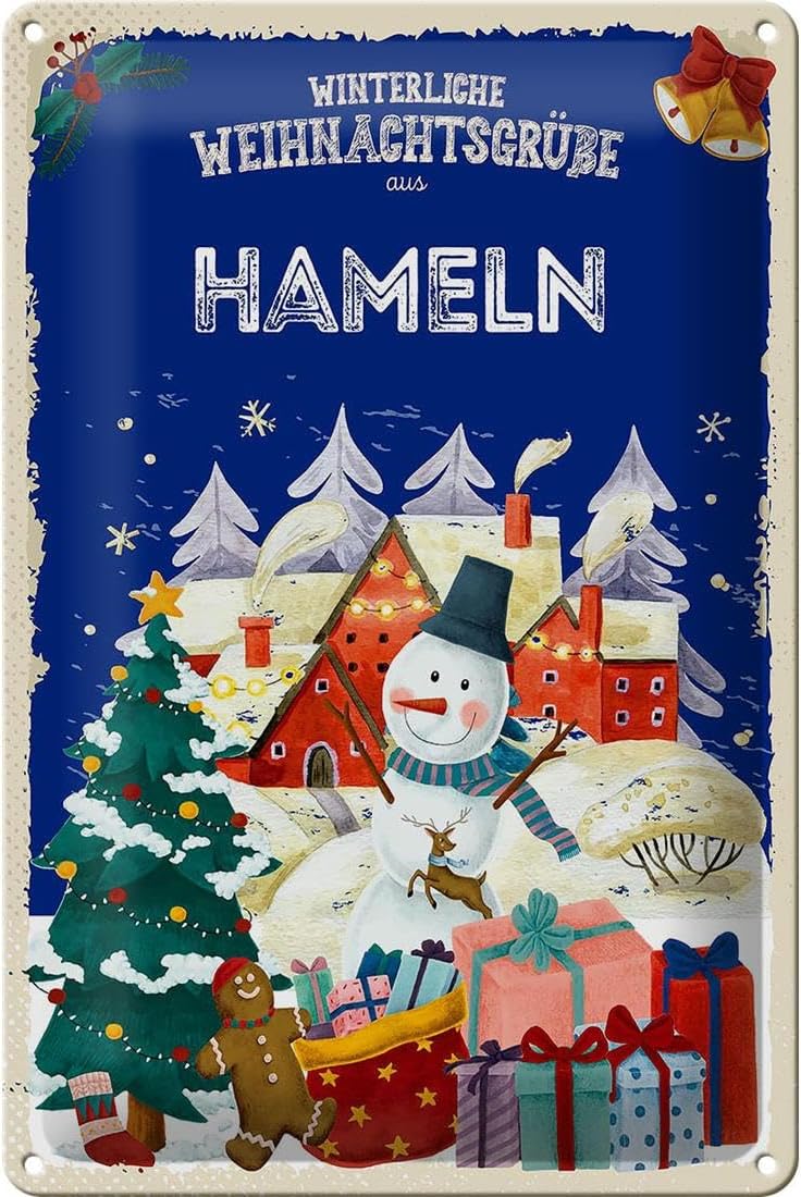 Bild von FEMER Blechschild Weihnachtsgrüße aus HAMELN 20x30cm
