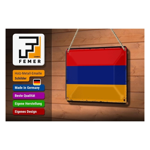 Bild von FEMER Blechschild Flagge Armenien 18x12cm Retro Flag of Armenia