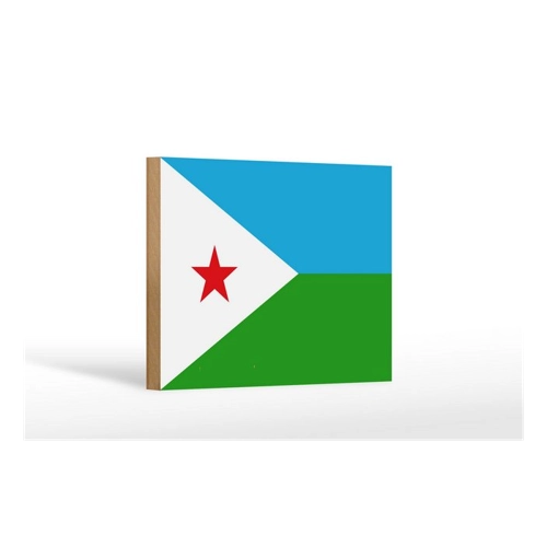 Bild von FEMER Holzschild Flagge Dschibuti 18x12cm
