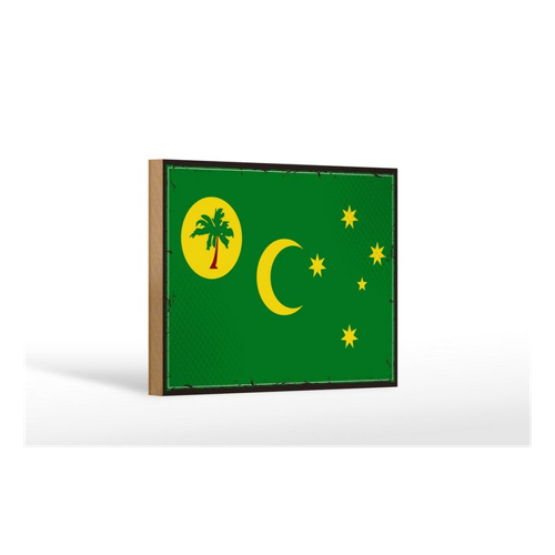 Bild von FEMER Holzschild Flagge Kokosinseln 18x12 cm Retro