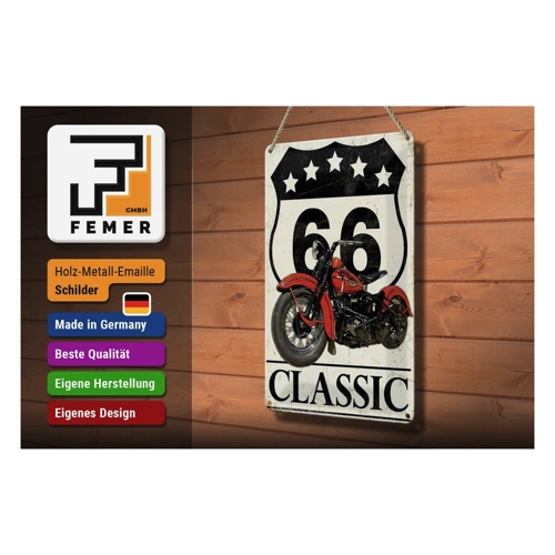 Bild von Femer Blechschild Retro 20x30cm Motorrad classic 66 5 Sterne