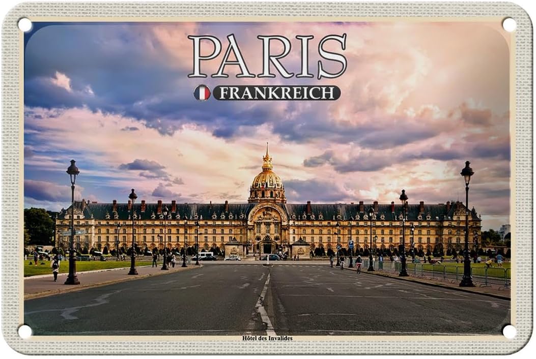 Bild von FEMER Blechschild Reise 18x12cm Paris Frankreich Hotel des Invalides Deko