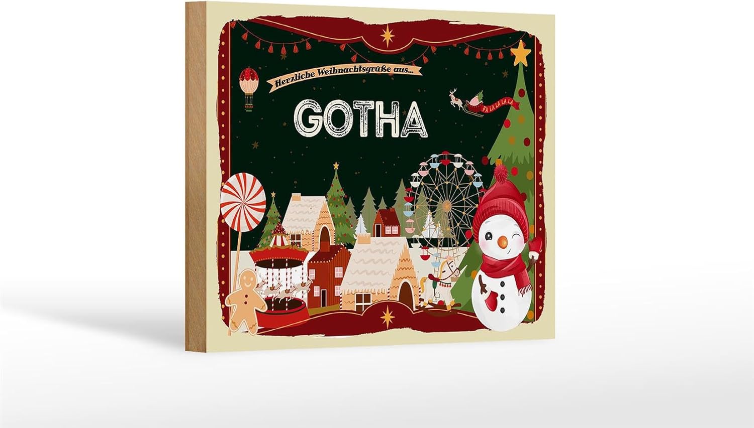 Bild von FEMER Holzschild Weihnachten Grüße aus Gotha Geschenk Dekoration 18x12 cm