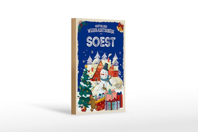 Bild von FEMER Holzschild Weihnachtsgrüße aus SOEST Geschenk Deko Schild 12x18 cm