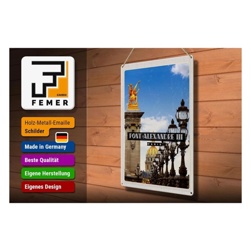 Bild von FEMER Blechschild Reise 30x40cm Pont Alexandre III Paris Reiseziel