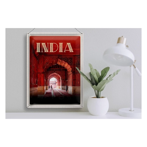 Bild von FEMER Blechschild Reise 30x40cm Indien Tempel von innen rot