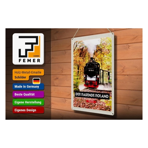 Bild von FEMER Blechschild Reise 30x40cm Rügen der rasende Roland Lokomotive