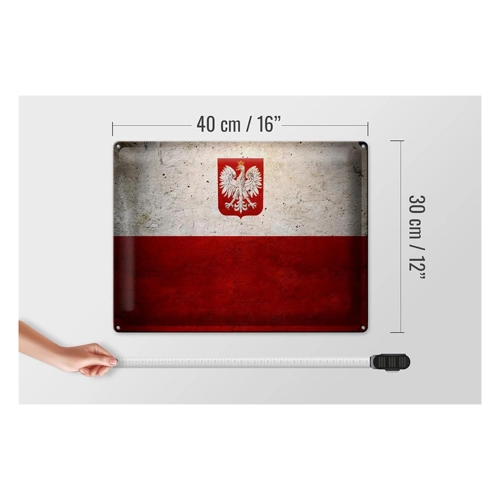 Bild von FEMER Blechschild Flagge 40x30cm Polen Fahne Wanddeko