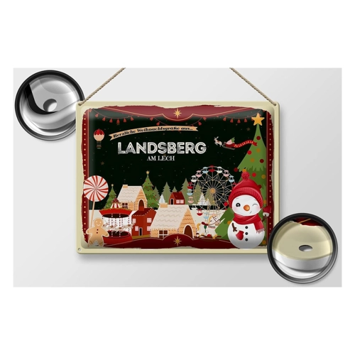 Bild von Femer Blechschild Weihnachten Grüße LANDSBERG AM LECH Geschenk 40x30cm