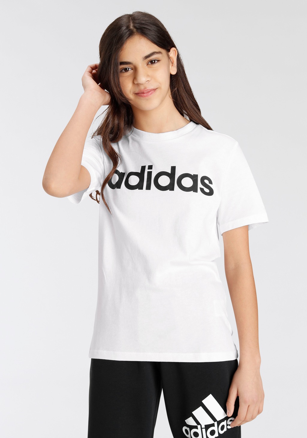Bild von adidas Unisex Kinder T-Shirt (Short Sleeve) U Lin Tee, White/Black, IC9969, 164