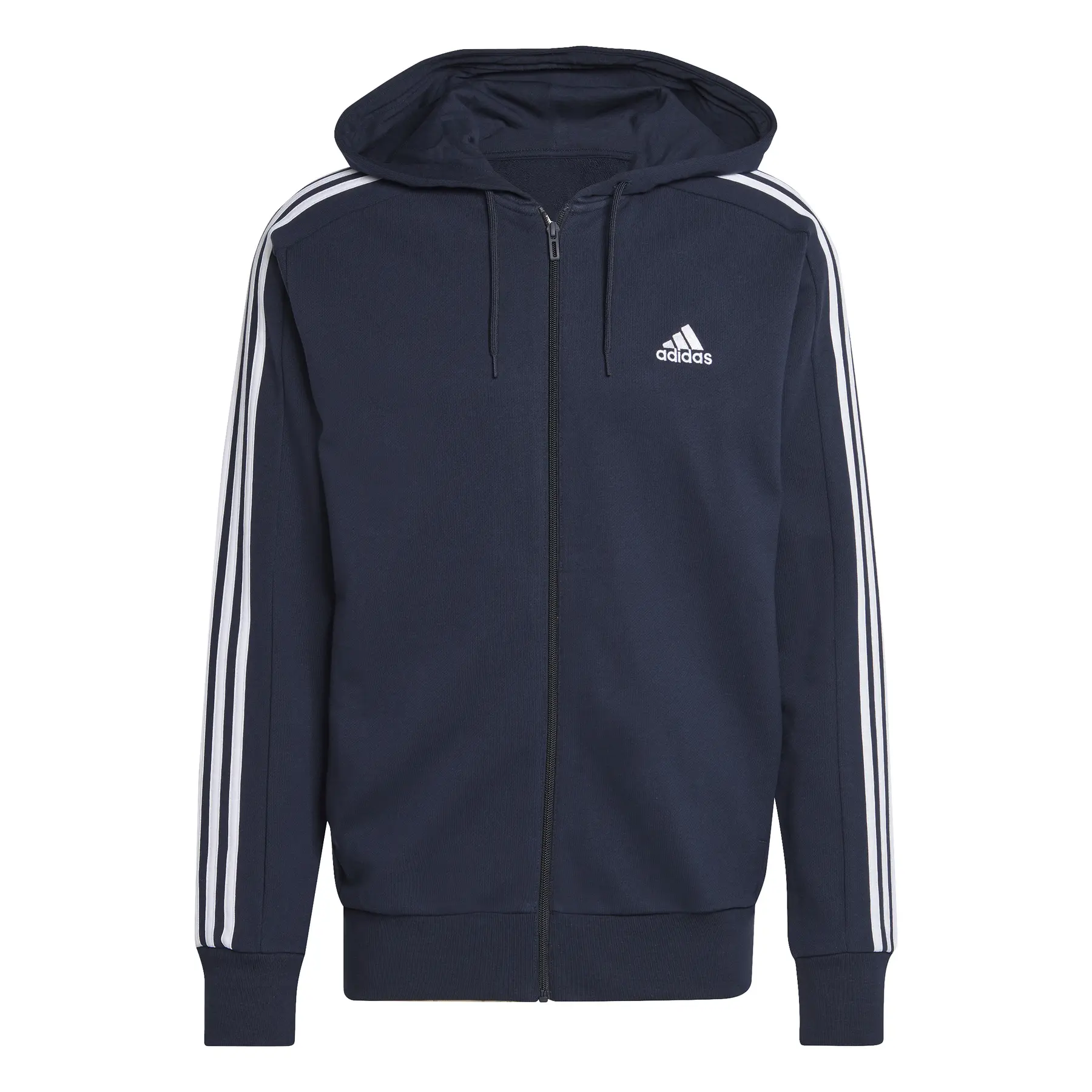 Bild von adidas Herren Essentials French Terry 3-Stripes Full-Zip Hoodie, Legend Ink/White, M