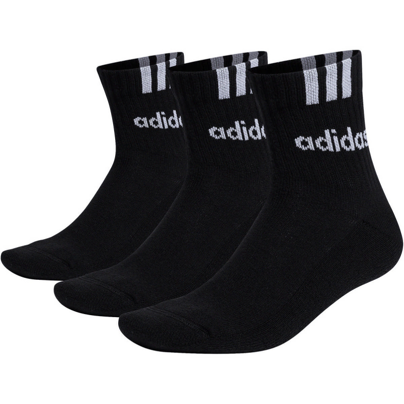 Bild von Adidas 3-Stripes Linear Half-Crew Cushioned Socks 3 Pairs   Black/white