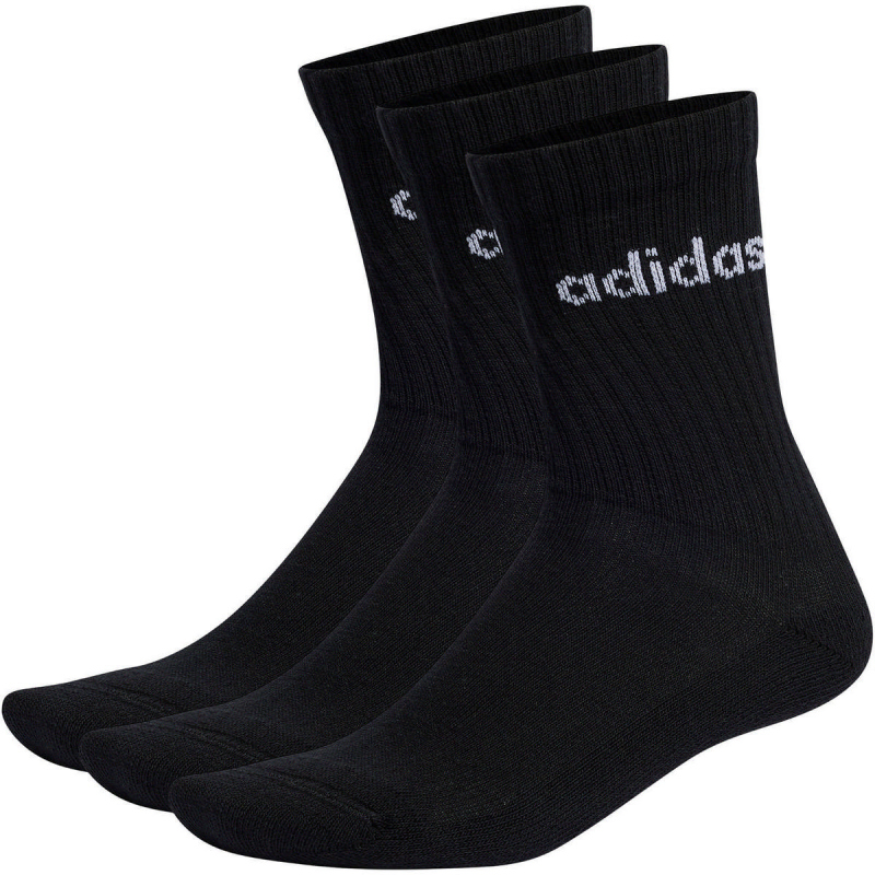 Bild von adidas Unisex Socken, 3er Pack Linear Crew Cushioned, Logo, Gepolstert, Einfarbig - 46-48