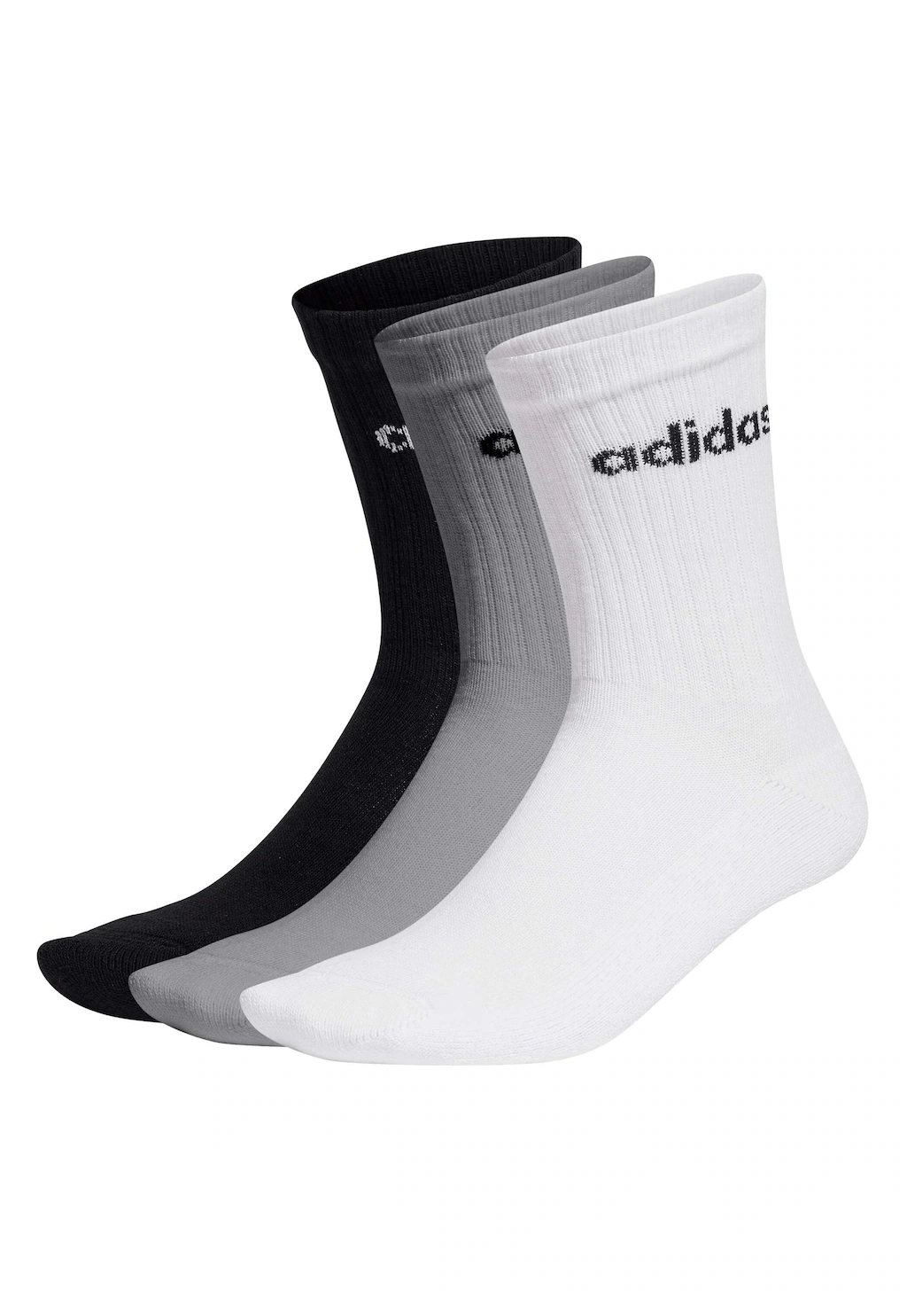 Bild von adidas Unisex Socken, 3er Pack Linear Crew Cushioned, Logo, Gepolstert, Einfarbig - 37-39