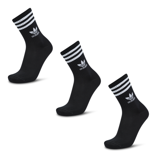 Bild von Adidas Solid Crew 3 Pack Unisex Socken - Schwarz - Größe: 43-45 - Foot Locker