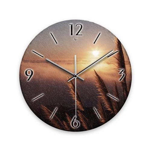 Bild von Kreative Feder Wanduhr „Sunset“ aus Stein (Keramik) in Schiefer-Optik