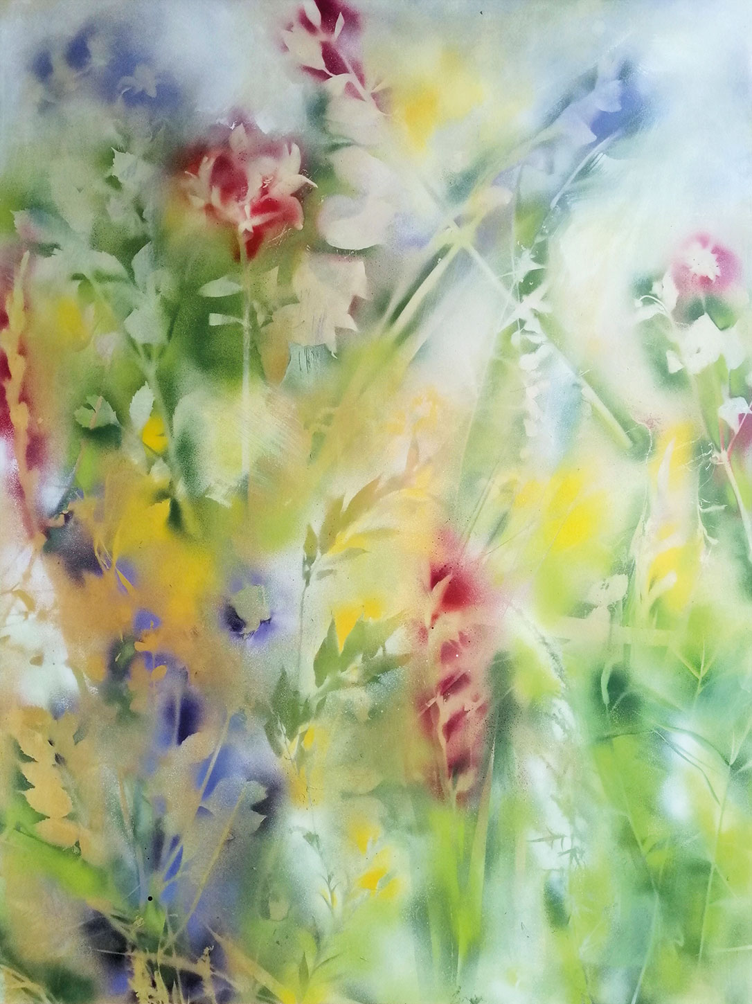 Bild von Kathrin May: Bild 'Im Blumenmeer' (2021) (Original / Unikat), auf Keilrahmen