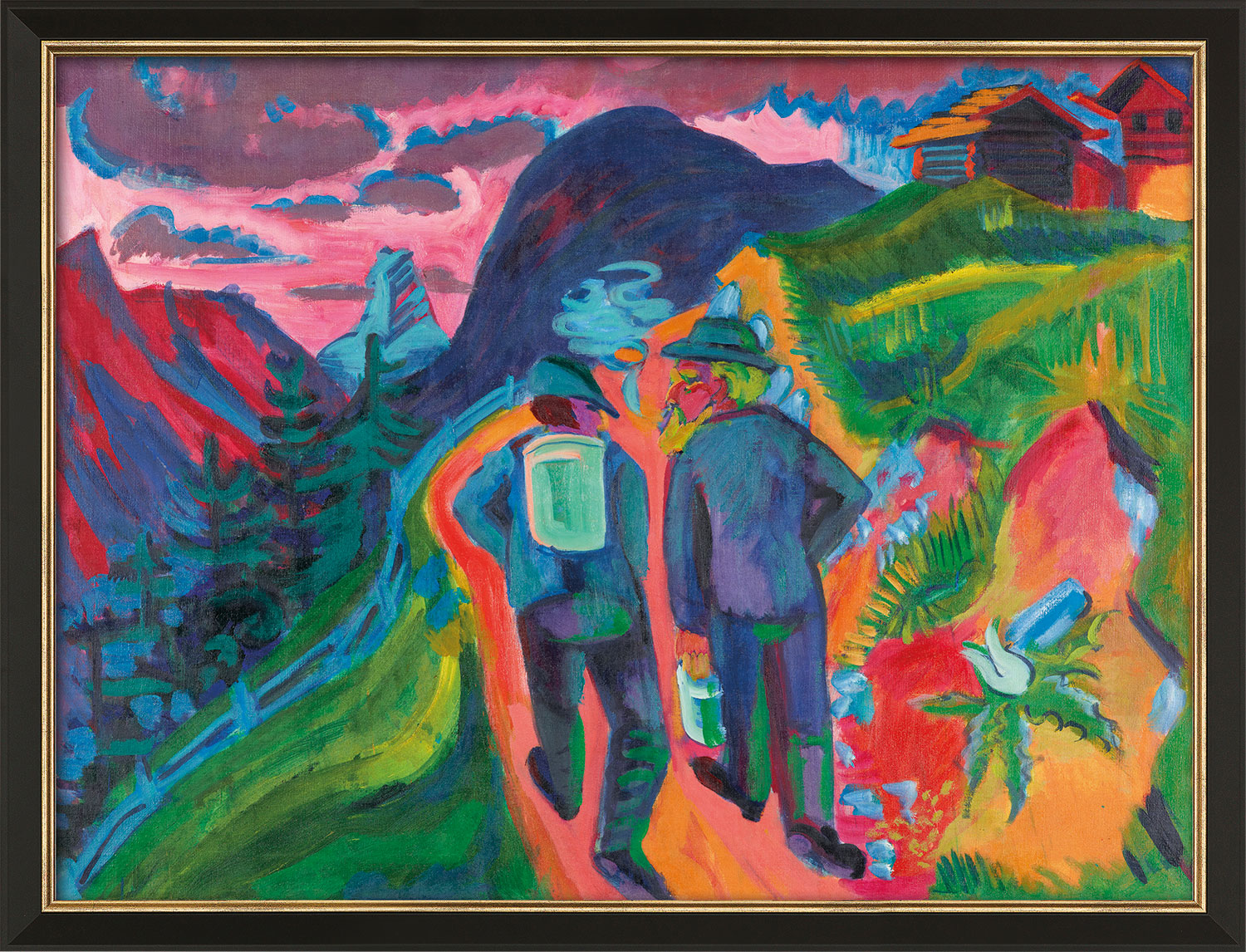 Bild von Ernst Ludwig Kirchner: Bild 'Alpweg nach dem Gewitter' (um 1923/24), Version schwarz-goldfarben gerahmt