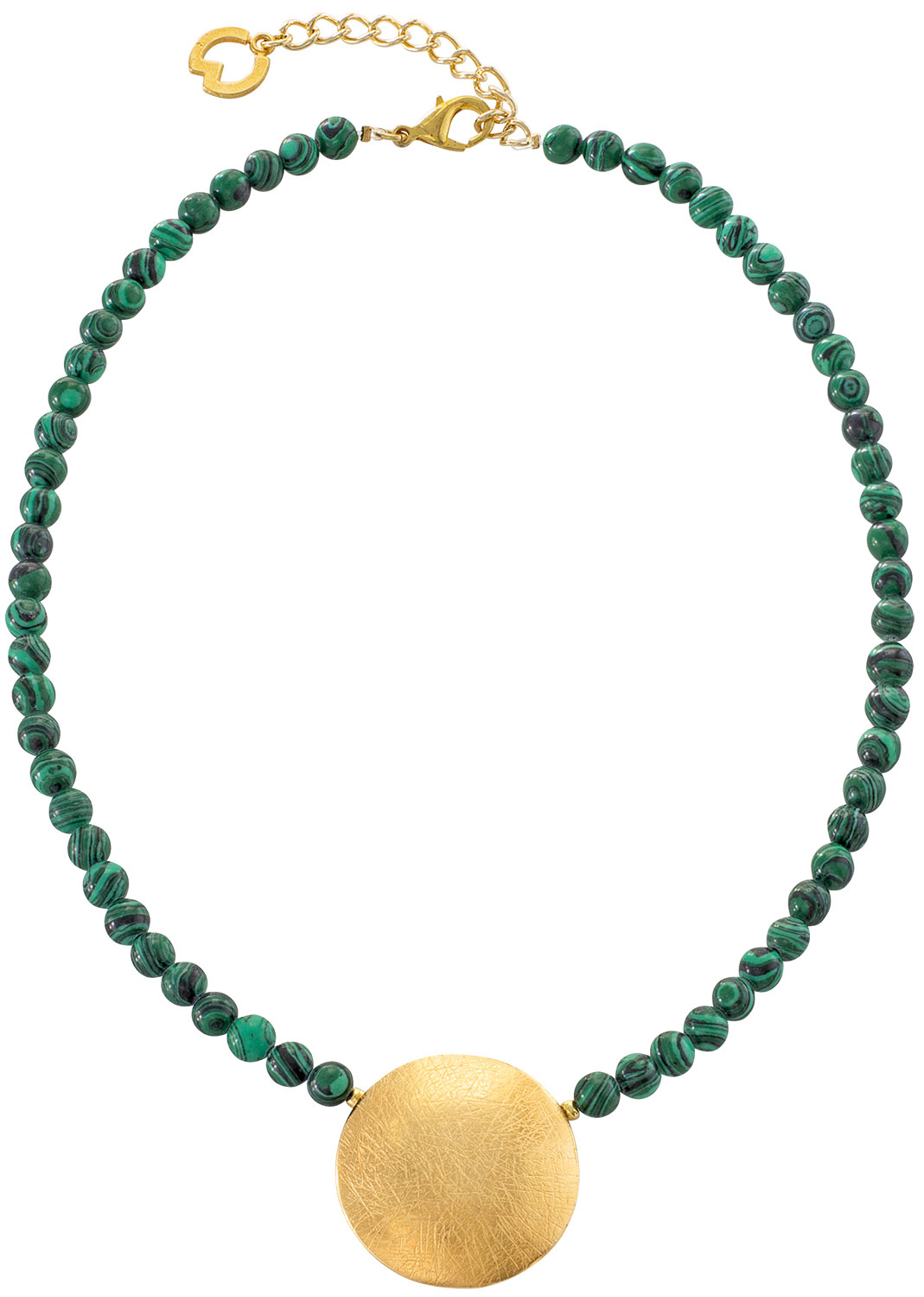 Bild von Petra Waszak: Collier 'Sonnenscheibe' mit Malachitperlen, Schmuck