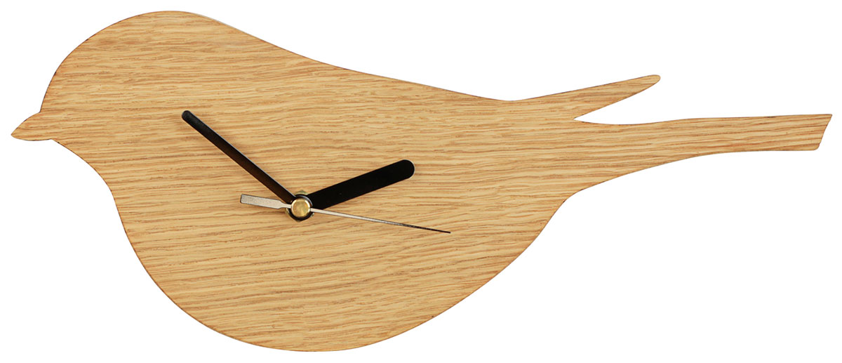 Bild von Raumgestalt: Wanduhr 'VogelUHR', Version in Eiche natur