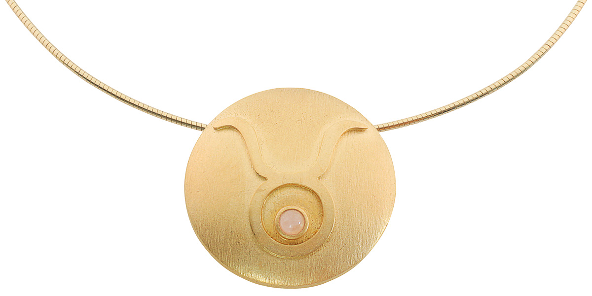 Bild von Petra Waszak: Sternzeichen-Collier 'Stier' (21.04.-20.05.) mit Glücksstein Rosenquarz, Schmuck