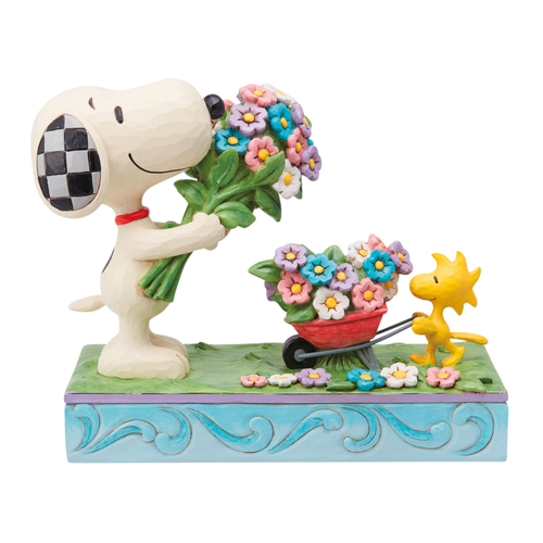 Bild von Jim Shore Skulptur: Snoopy und Woodstock pflücken Blumen