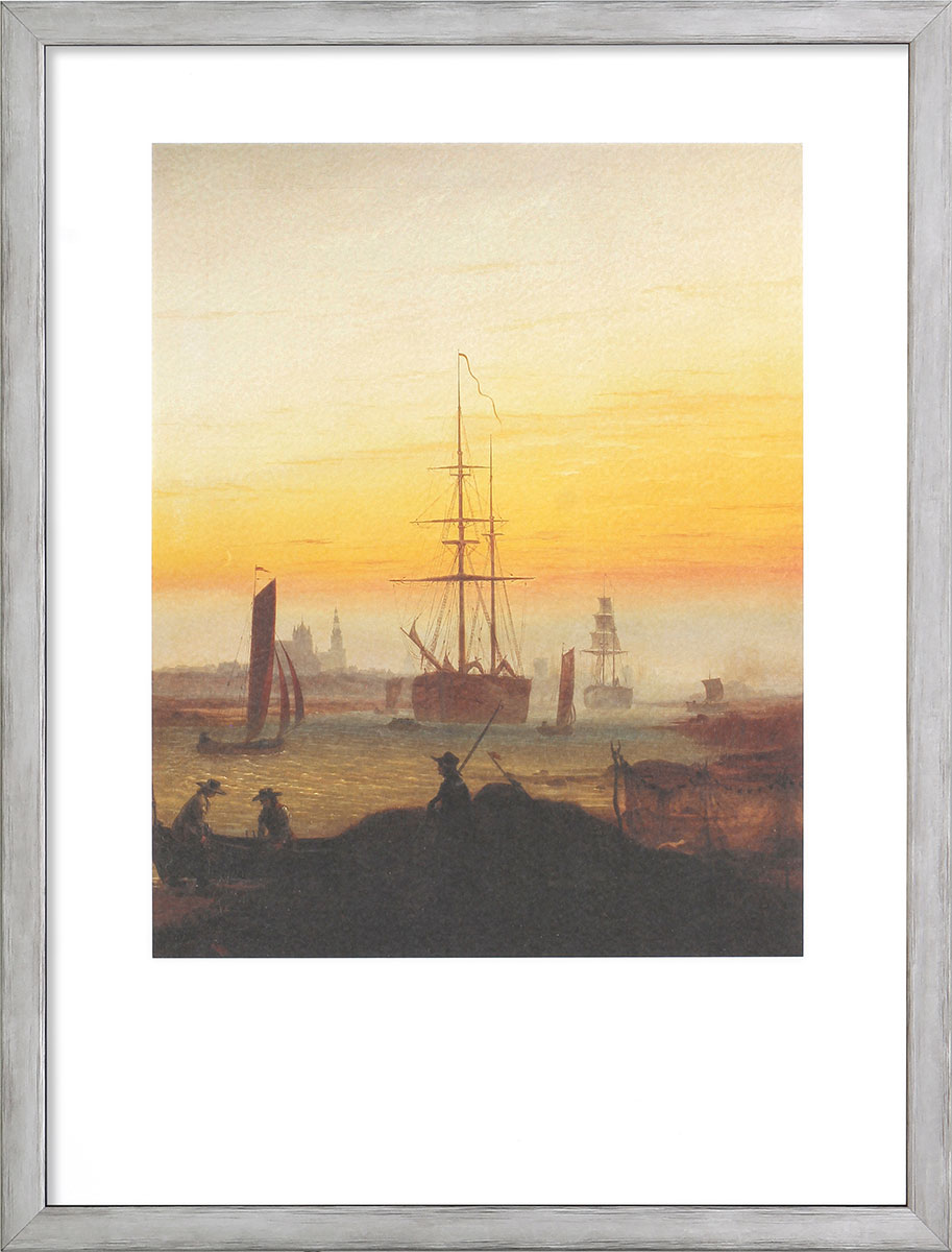 Bild von Caspar David Friedrich: Bild 'Der Greifswalder Hafen' (1818-20), gerahmt