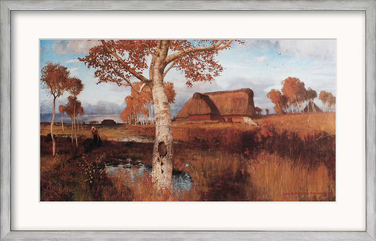 Bild von Otto Modersohn: Bild 'Herbst im Moor' (1895), gerahmt