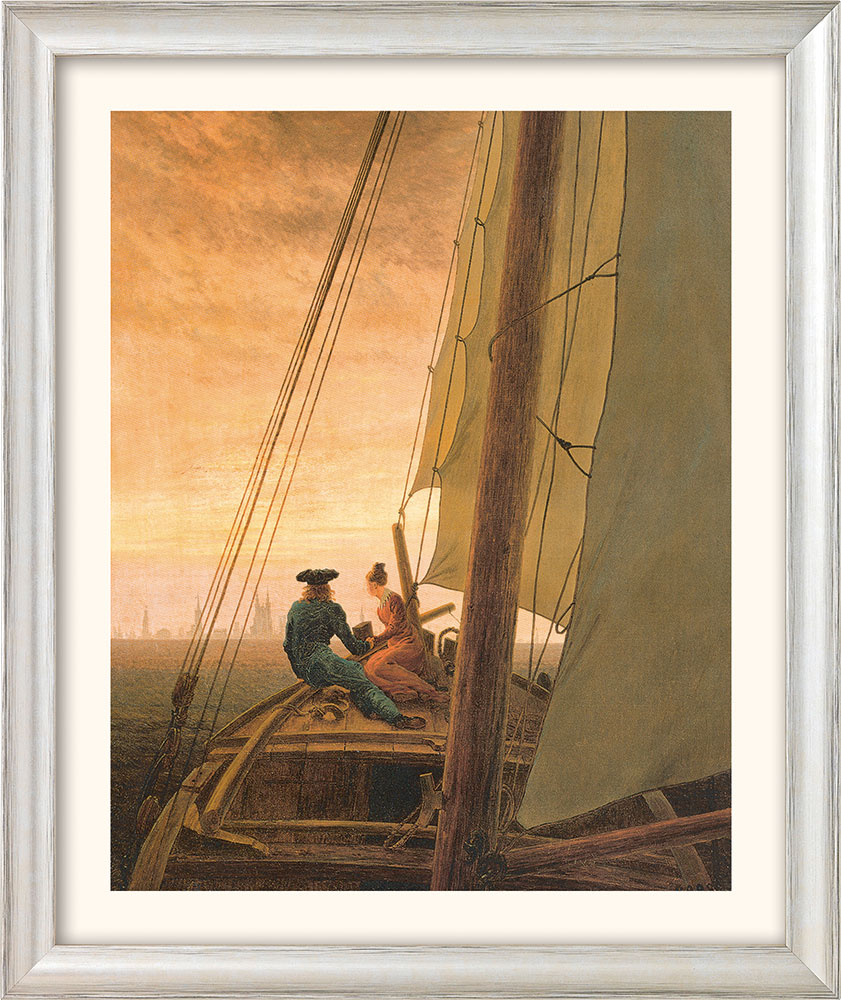 Bild von Caspar David Friedrich: Bild 'Auf dem Segler' (1818), Version silberfarben gerahmt