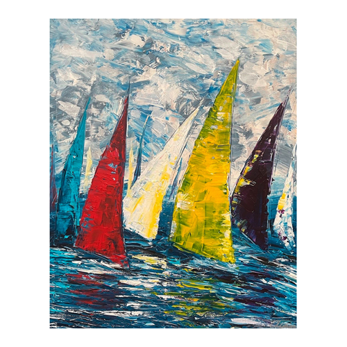 Bild von Olga Jonas: Bild 'Segelboote / Sailing 9' (2024) (Original / Unikat), auf Keilrahmen