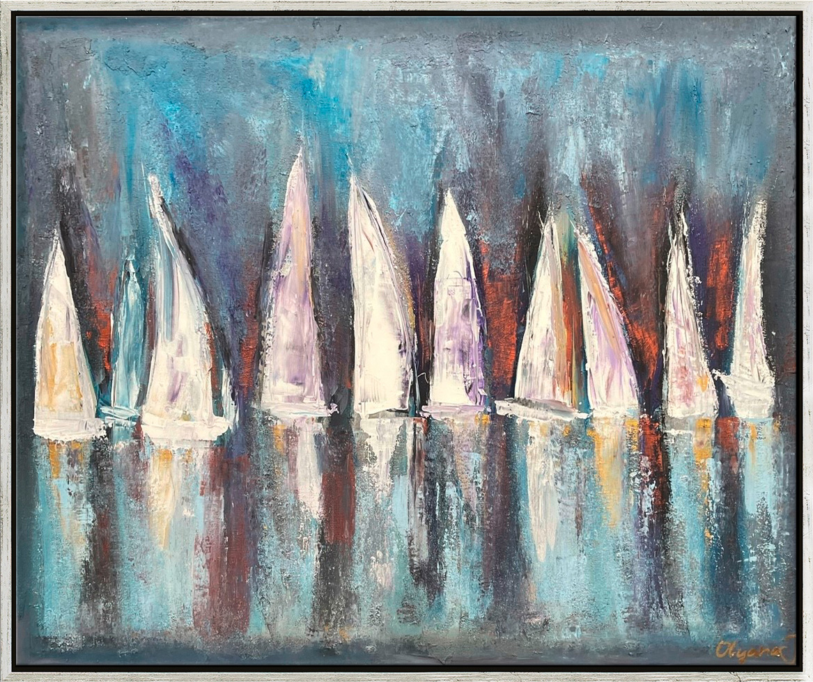 Bild von Olga Jonas: Bild 'Segelboote / Sailing 8' (2024) (Original / Unikat), gerahmt
