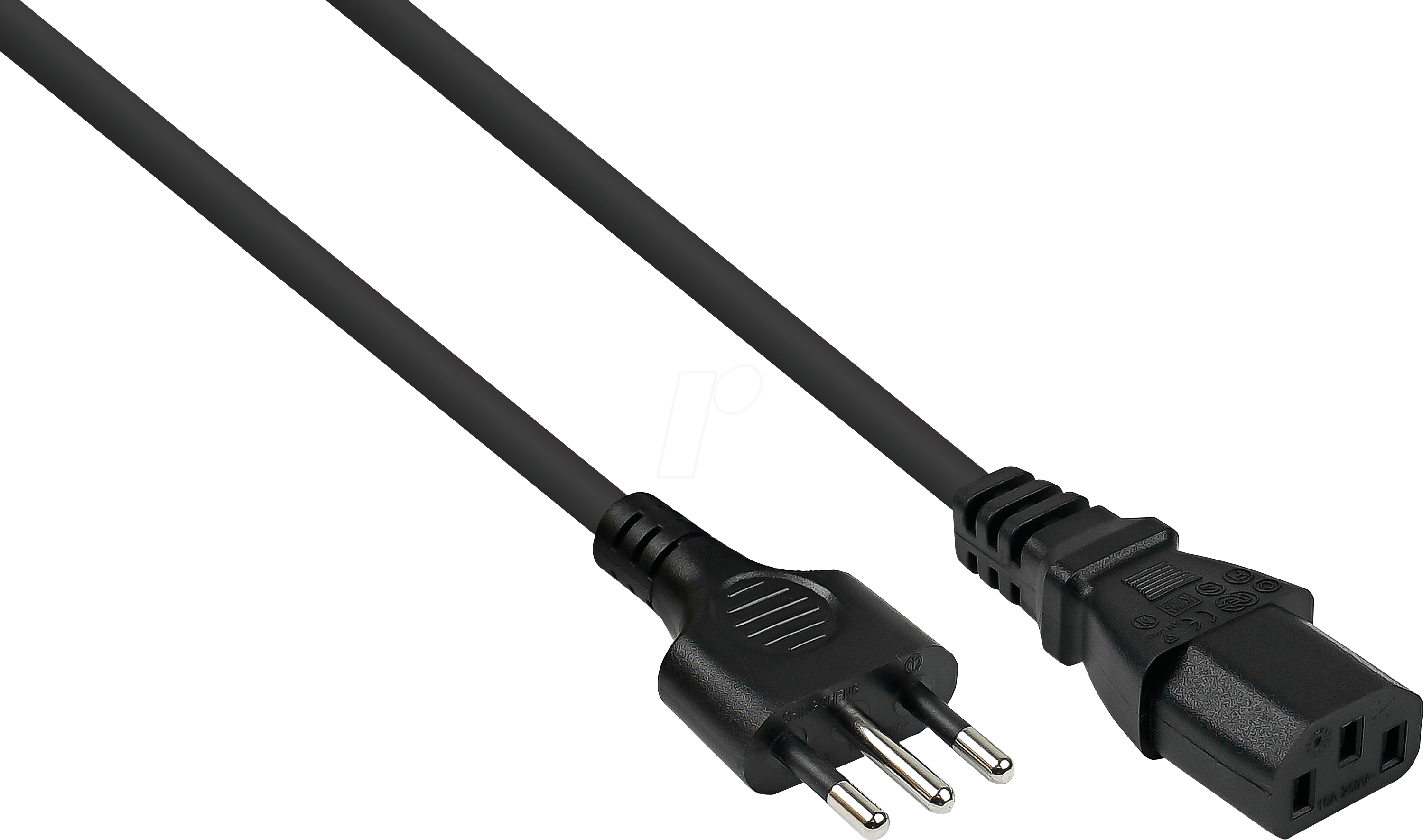 Bild von Kabelmeister Netzkabel Italien Netz-Stecker Typ I (CEI 23-16) an Kaltgeräte-Buchse C13, schwarz, 0 (1.80 m), Stromkabel