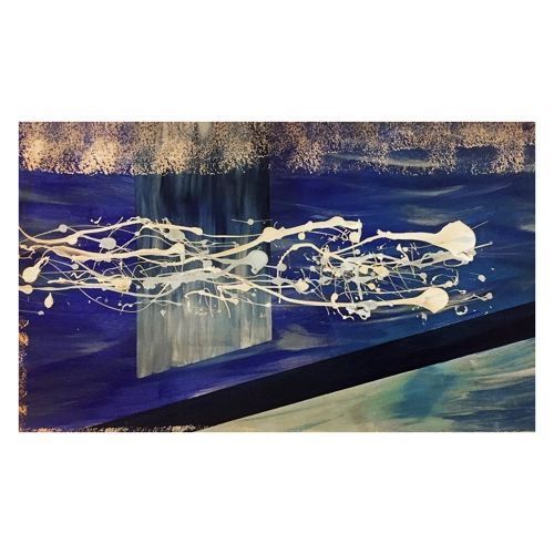 Bild von WandbilderXXL Gemälde Aqua Marine 200 x 60 cm, Abstraktes Gemälde, handgemaltes Unikat