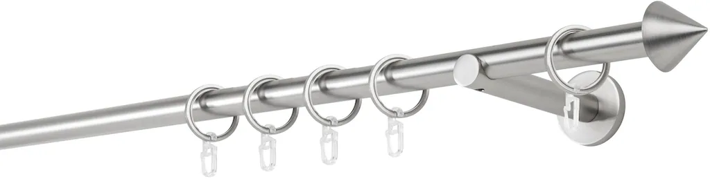 Bild von 20mm,1-läufig,Rohr,Wandträger 12cm,Endstück cone Farbe: Edelstahl-Optik, Größe: 350cm