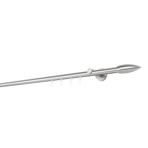 Bild von Ondeco Gardinenstange auf Maß Innenlauf 20mm Patrone 1-lauf Wandträger 6,5cm mit Gleiter Farbe: Edelstahl-Optik, Größe: 290cm