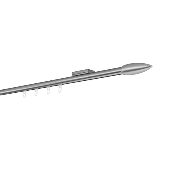 Bild von Ondeco Gardinenstange auf Maß Innenlauf 20mm Patrone 1-lauf Deckenträger 1,1cm mit Gleiter Farbe: Edelstahl-Optik, Größe: 380cm