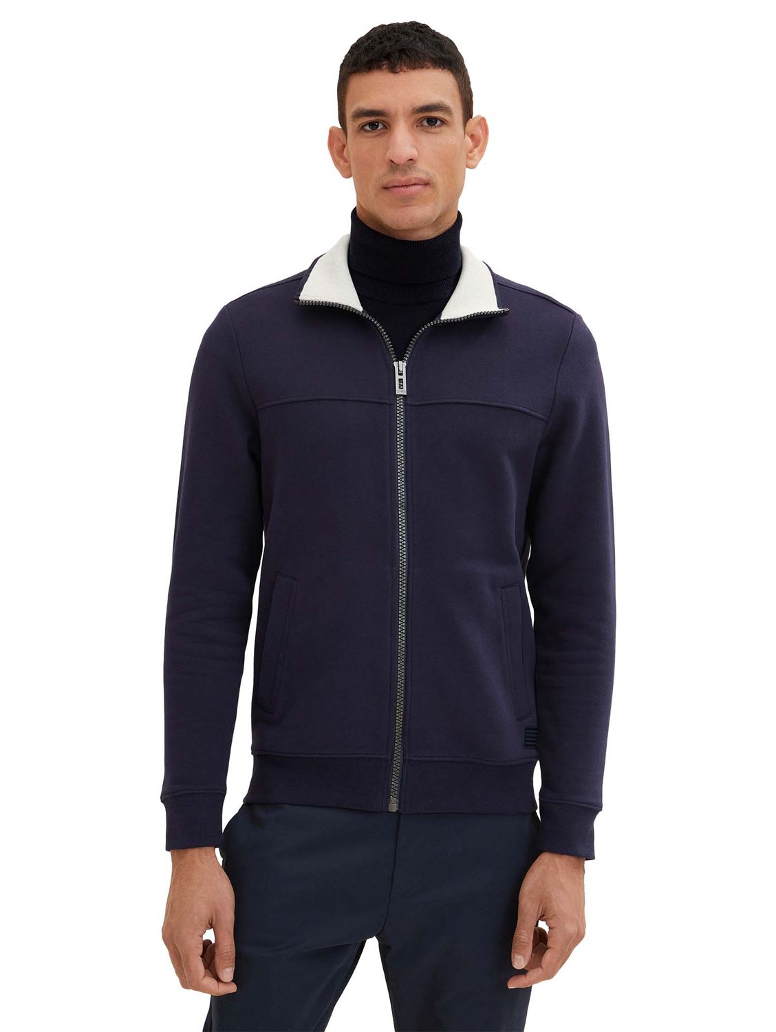 Bild von TOM TAILOR Herren 1037049 Sweatjacke Mit Stehkragen, 10690 - Knitted Navy, S EU