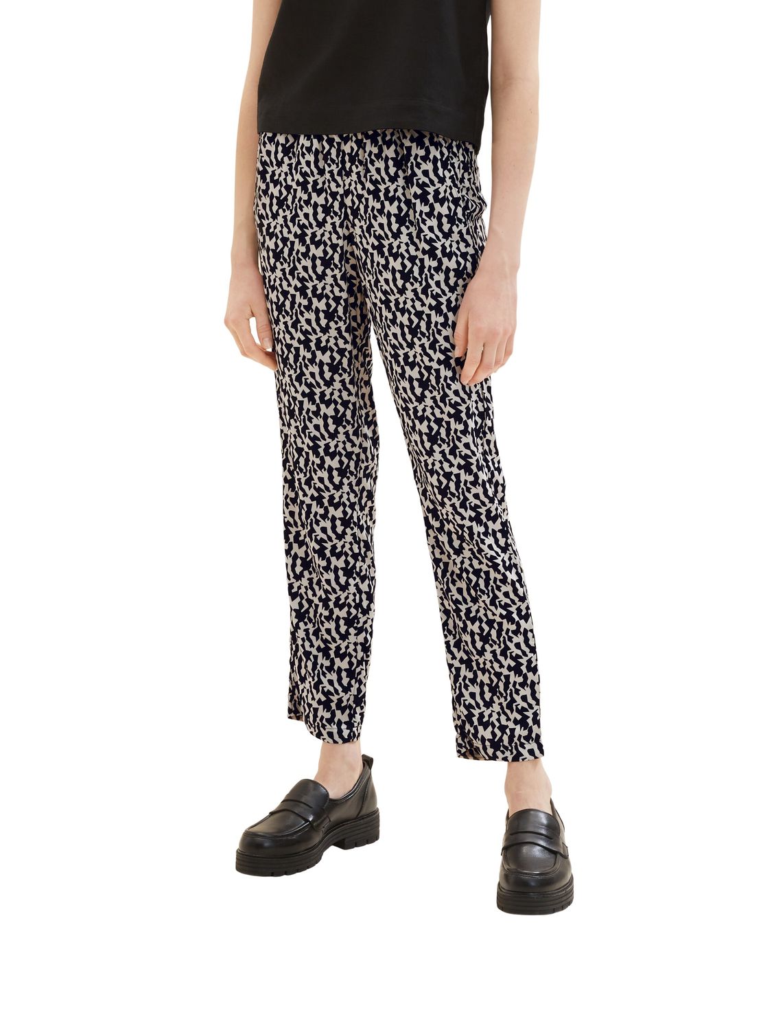 Bild von TOM TAILOR Damen 1036865 Loose Fit Stoffhose, 32148-Black Small Abstract Design, 38W / 28L
