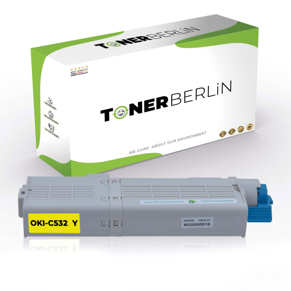 Bild von 1x Rebuilt Toner C532 46490605 Gelb kompatibel für OKI C542