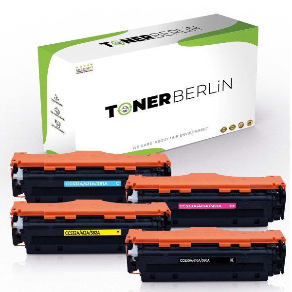 Bild von 4x Rebuilt Toners 304A CC530A CC531A CC532A CC533A kompatibel für HP Color Laserjet CP2020