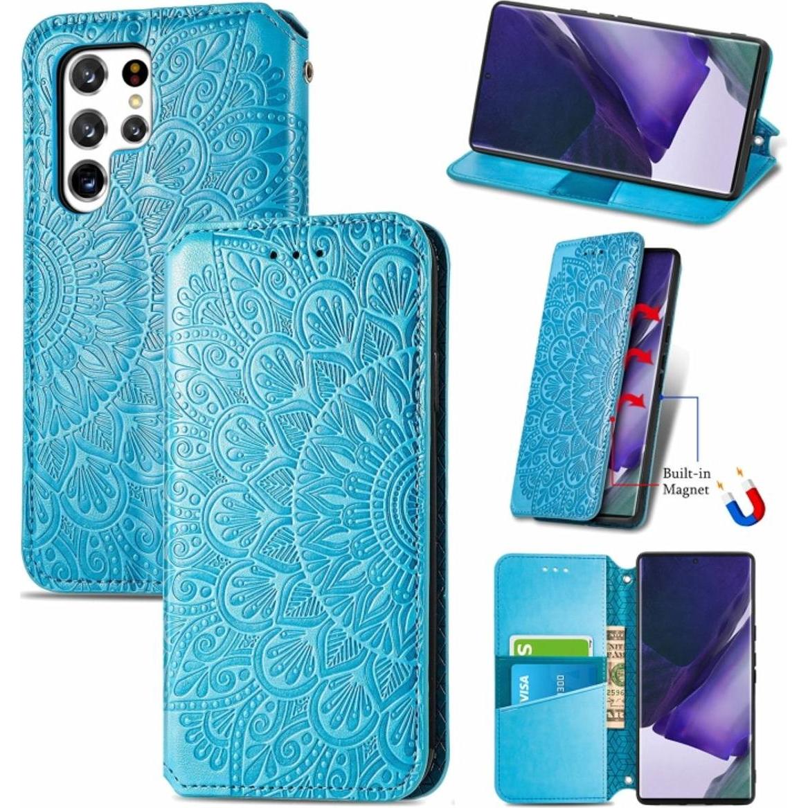 Bild von König Design Hülle Handy Schutz für Samsung Galaxy S22 Ultra 5G Case Cover Tasche Etuis Neu (Samsung Galaxy S22 Ultra), Smartphone Hülle, Blau