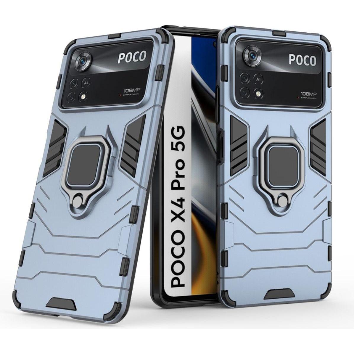 Bild von König Design Hülle Handy Schutz für Xiaomi Poco X4 Pro 5G Case Cover Tasche Bumper Halter Neu (Xiaomi Poco X4 Pro 5G), Smartphone Hülle, Blau