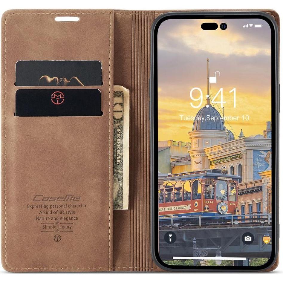 Bild von König Design Hülle Handy Schutz Für iPhone 14 13 12 11 /Pro/Max Mini Plus Magnet Cover Tasche (Apple iPhone 14 Pro Max), Smartphone Hülle, Braun