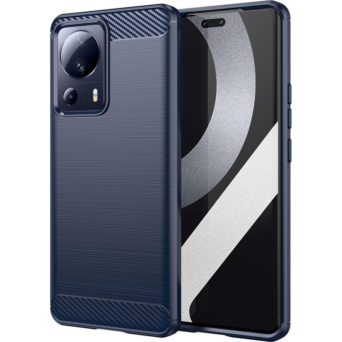 Bild von König Design Hülle Handy Schutz für Google Motorola Samsung Xiaomi Case Cover Carbon Optik (Xiaomi 13 Lite), Smartphone Hülle, Blau