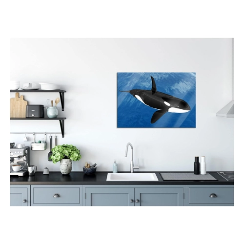 Bild von Stimmungsvolles Pixxprint Glasbild – Orca im Meer