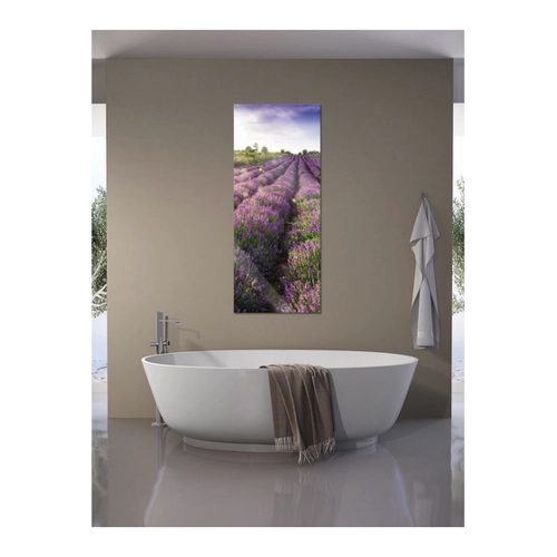 Bild von Pixxprint Glasbild Panorama, Wandbild aus Echtglas, Lavendelfeld Provence, 100x40 cm, inkl. Aufhängung und Abstandshalter