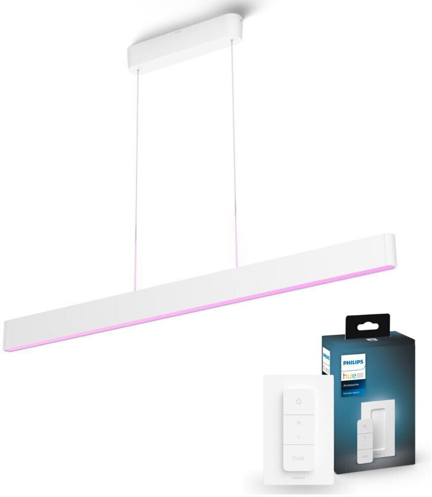 Bild von Philips White & Color Ambiance LED Pendelleuchte Ensis in Weiß 2x 38W 5500lm inkl. Dimmschalter weiß
