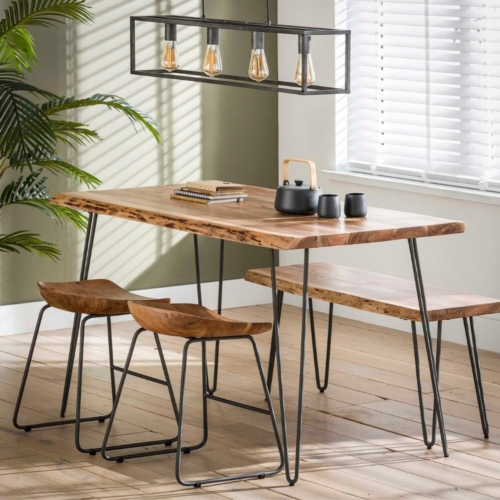 Bild von RINGO-Living Massivholz Bartisch Aluna in Natur-dunkel und Silber-matt