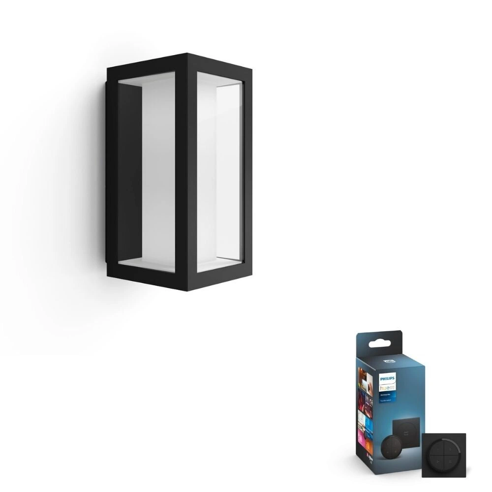 Bild von Philips Hue White & Color Ambiance Impress - Wandleuchte, schwarz - 240x120 inkl. Tap Dial Schalter in Schwarz 120mm
