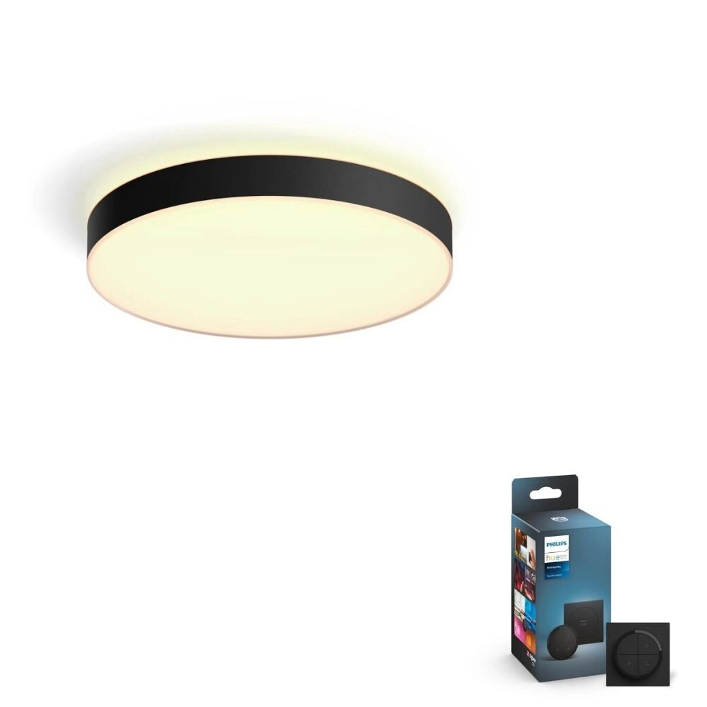 Bild von Philips Hue Bluetooth Deckenleuchte White Ambiance Enrave in Schwarz 48W 6100lm inkl. Tap Dial Schalter in Schwarz 551mm